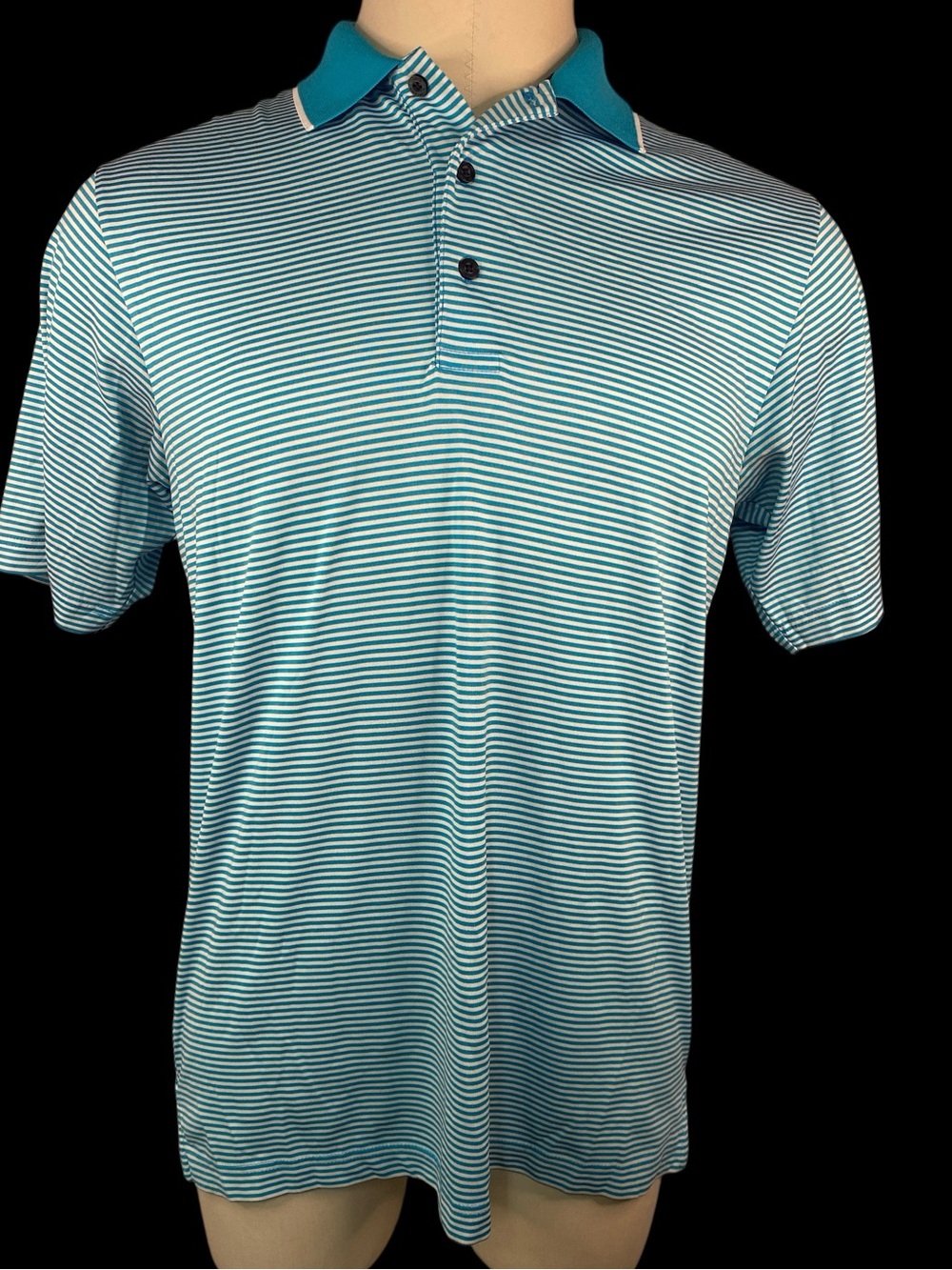 Jack Nicklaus Men's Striped Teal Golf Shirt Large